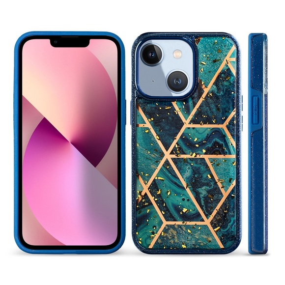 Green Geometric Marble Case for iPhone 13 - Picture 2 of 3